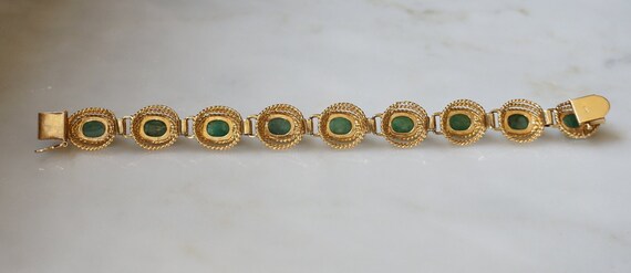 Cabochon Emerald Bracelet / Mid Century Estate C1… - image 8