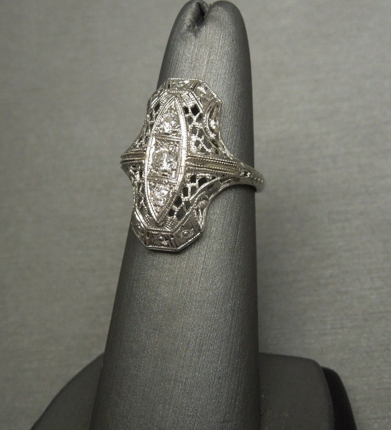 European Diamond Dinner Ring / Antique Estate C19… - image 5