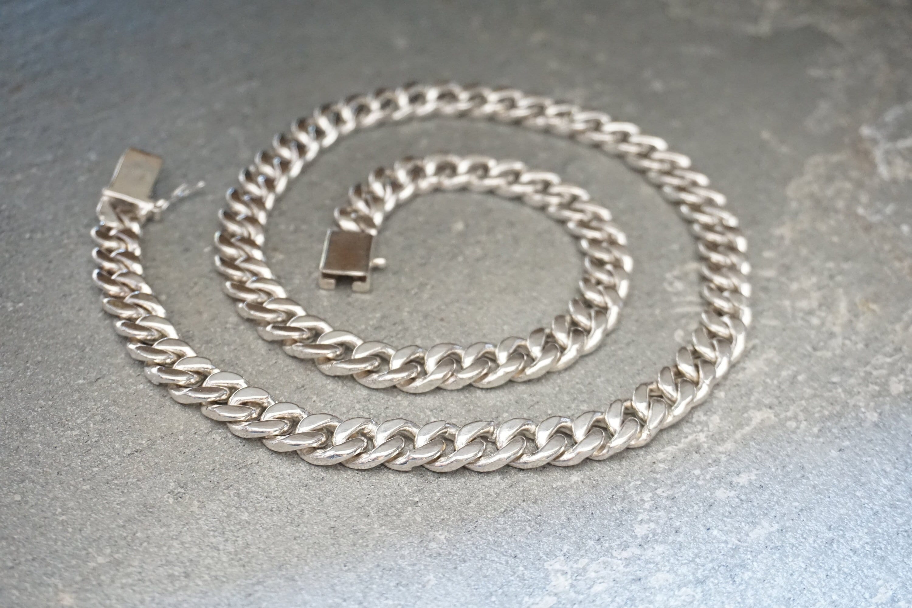 Silver Cuban Link Chain / Vintage Mid Century Estate C1960