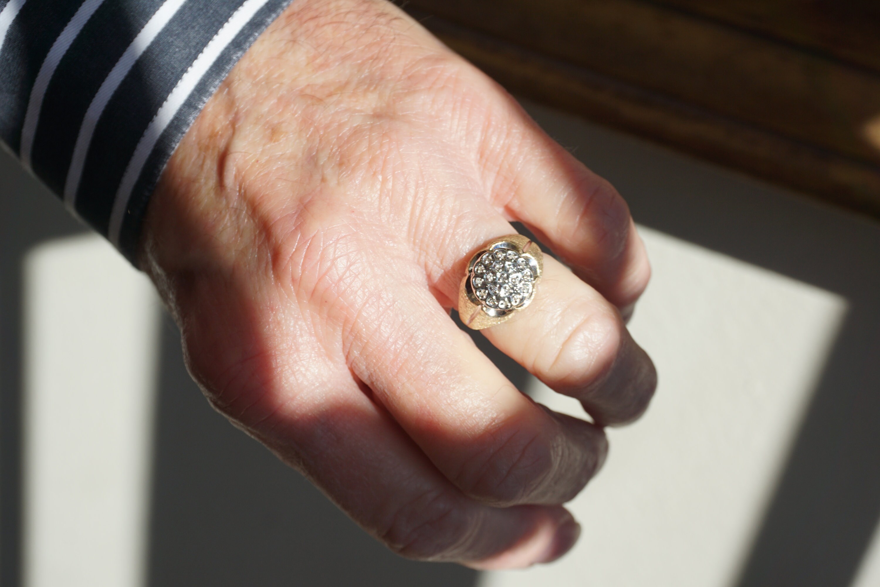 Men's Diamond Cluster Ring / Mid Century Estate C1960 10K