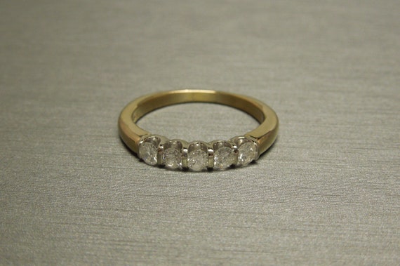 Vintage Estate C1960 14K Gold 0.60TCW Five Stone … - image 1