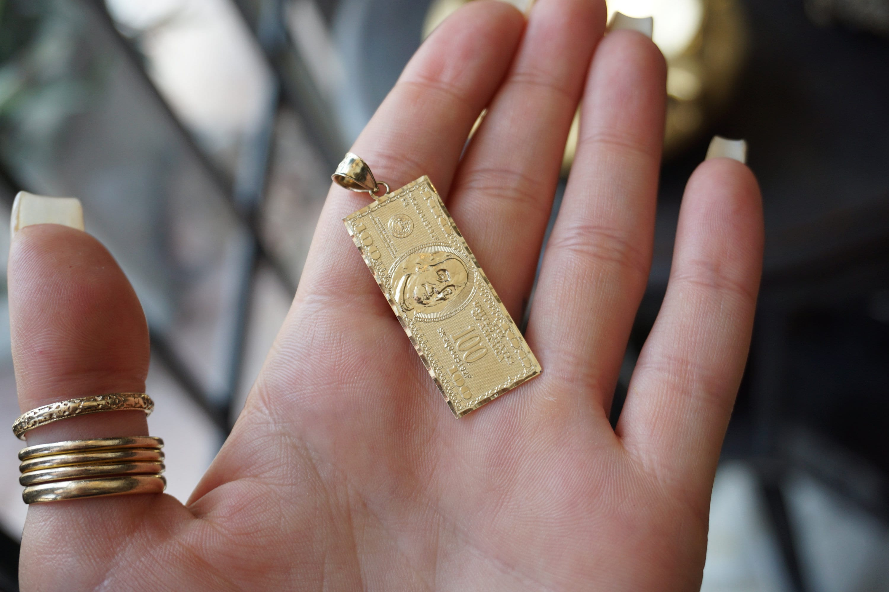 Buy 10K Gold 100 Dollar Bill Pendant / Unisex Men