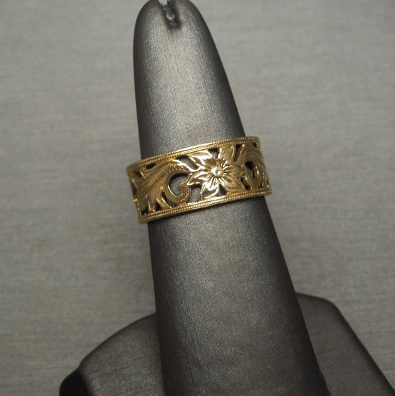 Vintage Estate C1950 14K Gold Pierced Filigree Fl… - image 2