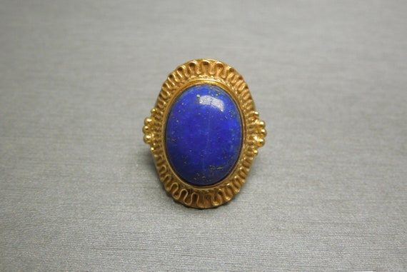 Vintage Estate 925 Gold Vermeil Lapis Lazuli Etru… - image 2