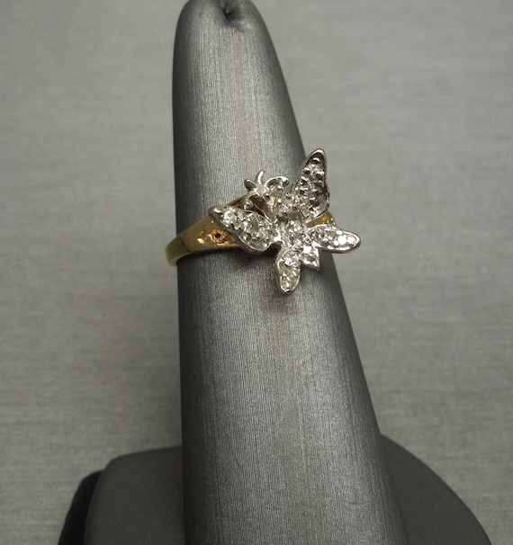 Gold diamond outlet butterfly ring