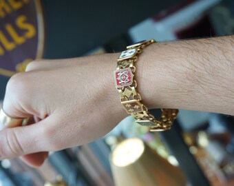 Vintage Enamel Crest Bracelet / Vintage New Orleans Estate