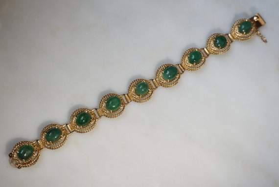 Cabochon Emerald Bracelet / Mid Century Estate C1… - image 2