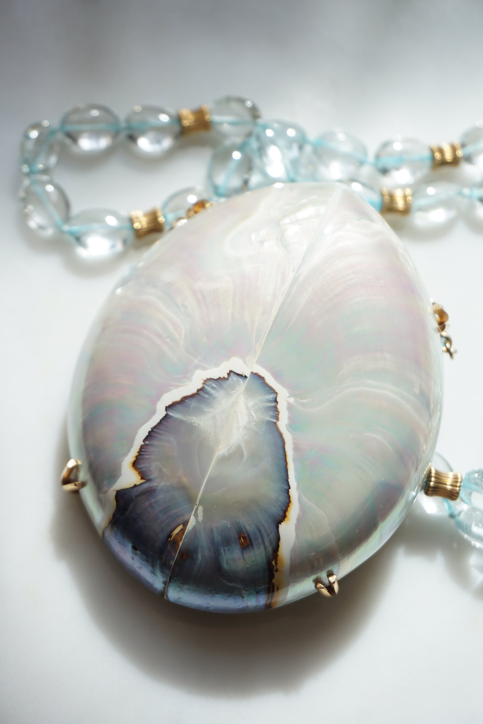 Shell Amulet Shell Amulet Necklace / Custom Handmade 14K Gold Mother of Pearl Shell ...