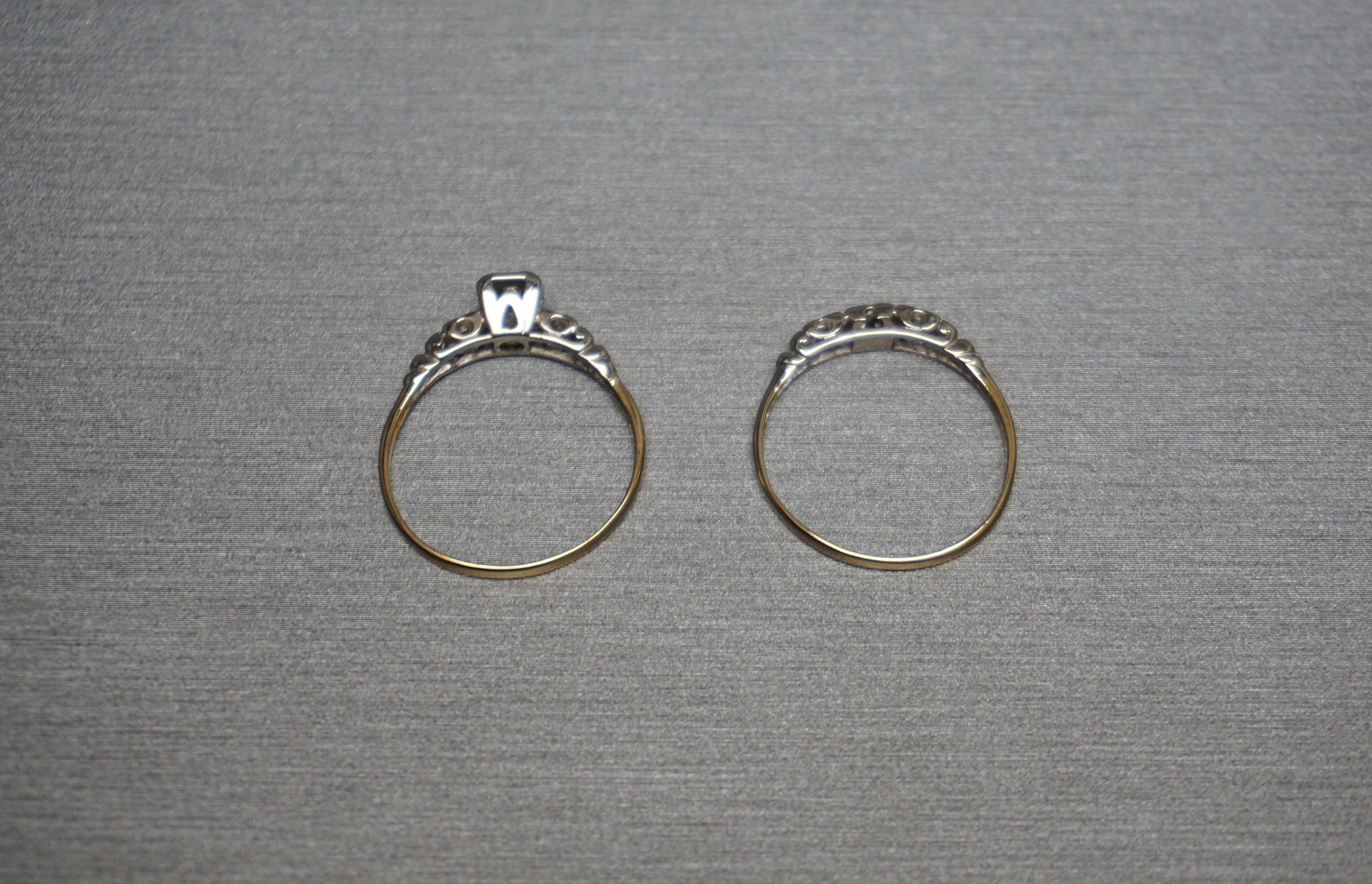 Art Deco Wedding Set / Art Deco Estate C1940 14K Gold 0.22 Art Deco Wedding Set / Art Deco Estate C1940 14K Gold 0.22