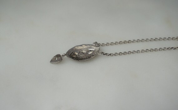 Diamond Shield Necklace / Vintage Mid Century Est… - image 5