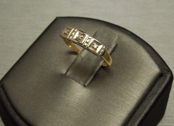 Antique Pre Art Deco Estate C1940 14K Gold 0.04TC… - image 4