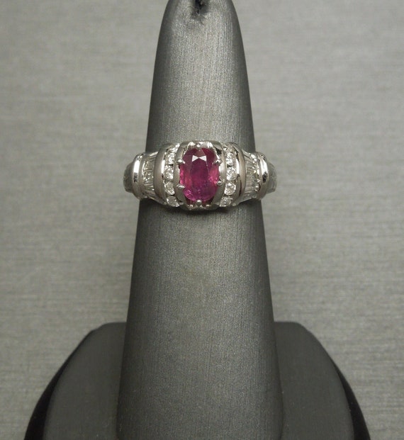 Vintage Estate C1970 Platinum 1.10 carat Oval Ruby