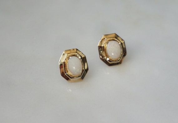 Vintage Opal Earrings / Vintage Estate 14K Gold O… - image 2