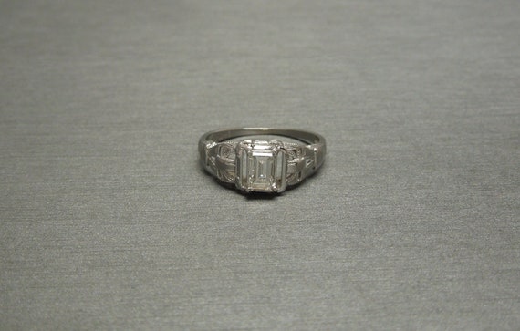 Pre Art Deco Emerald cut Diamond / Antique Estate… - image 1