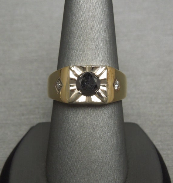 Men\'s Mid Century Estate C1960 14K Gold 1 Carat Black Diamond Square  Solitaire Ring / Men\'s Black Diamond Ring Sz 9.25 - Etsy