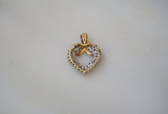 14K Gold Diamond Heart / Vintage Estate 14K Gold … - image 3