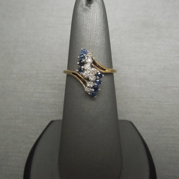 Sapphire and online diamond waterfall ring