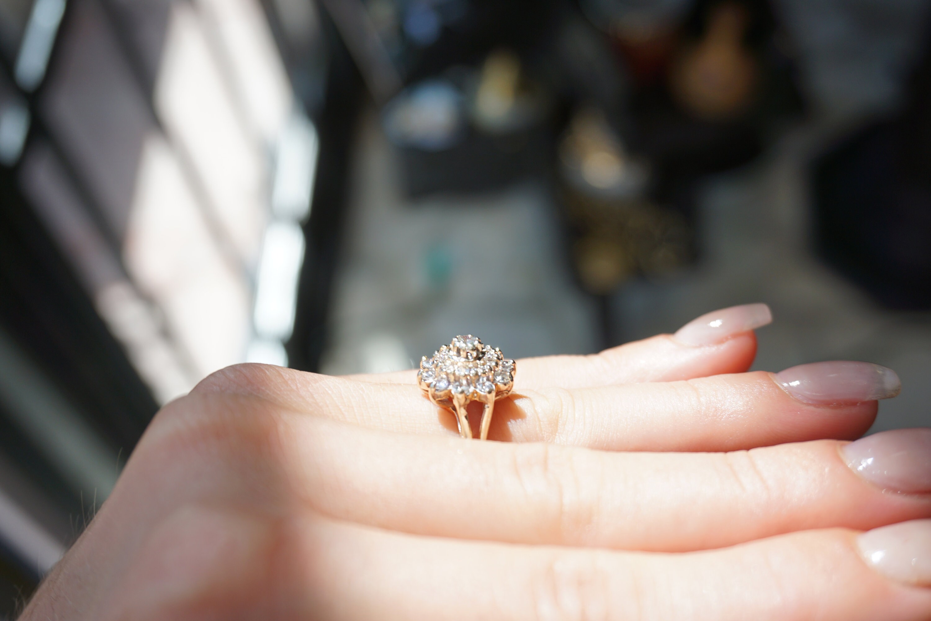 Diamond Flower Cluster Ring / Mid Century Estate C1960 14K