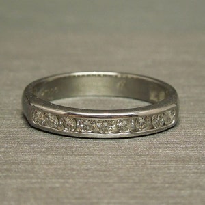 Vintage Estate C1960 Platinum 0.33TCW G H VVS Channel Round Brilliant Nine Diamond Wedding Band Sz 4.5