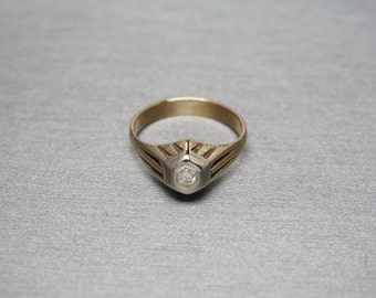 Men's Art Deco Estate C1920 14K Gold 0.10ct Brilliant