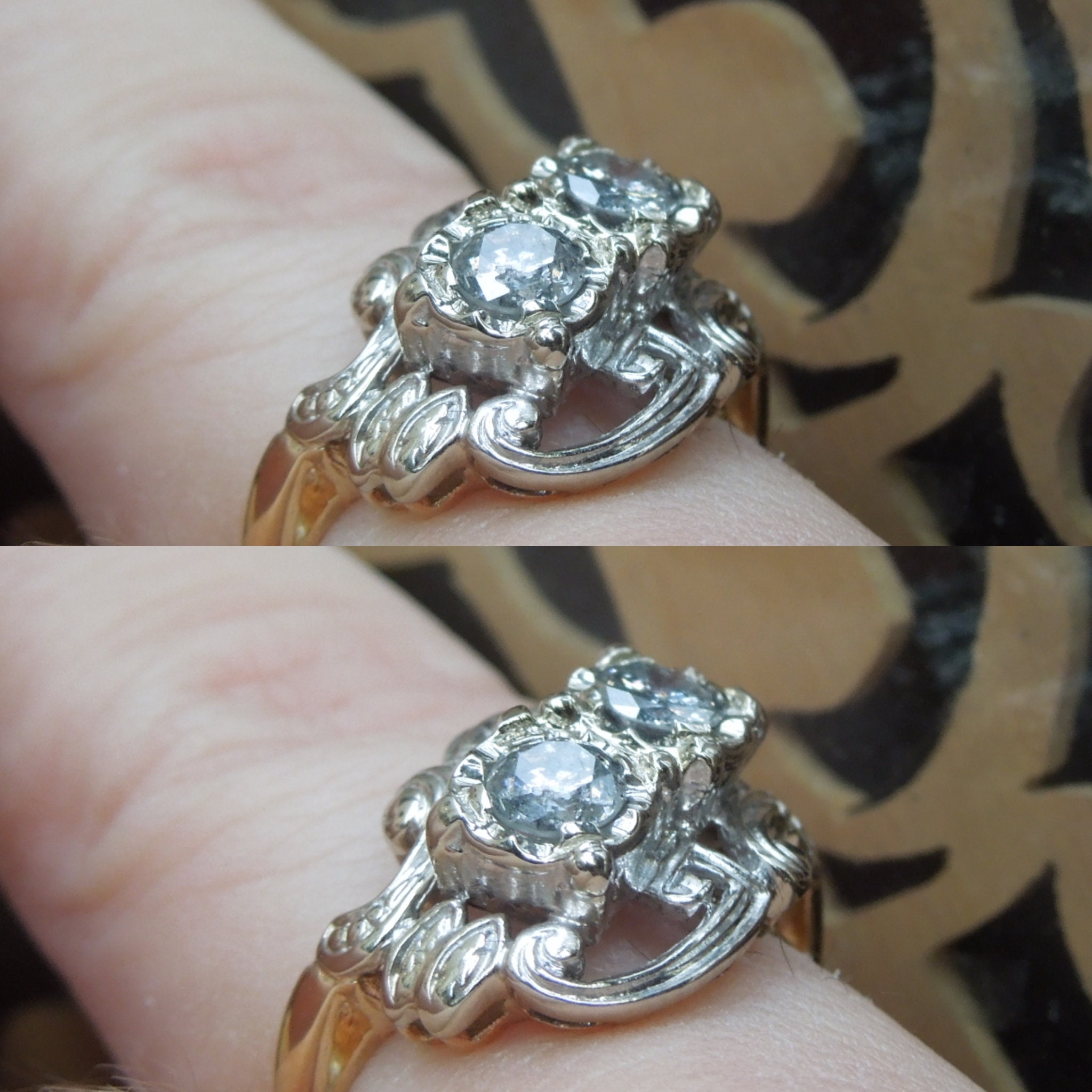 Vintage Estate C1950 14K Two Tone Gold 0.56TCW Salt & Pepper