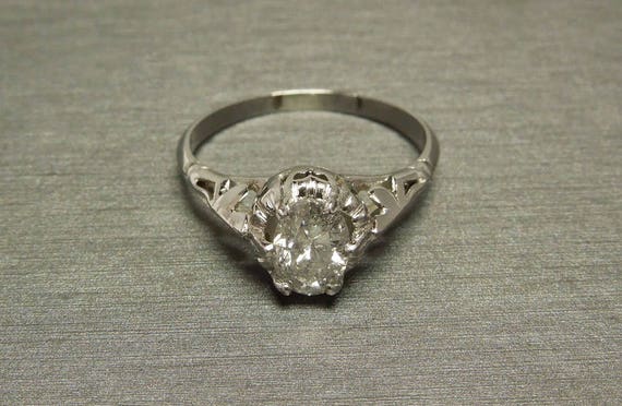 Antique Estate C1910 Platinum Filigree Style 1.01… - image 1