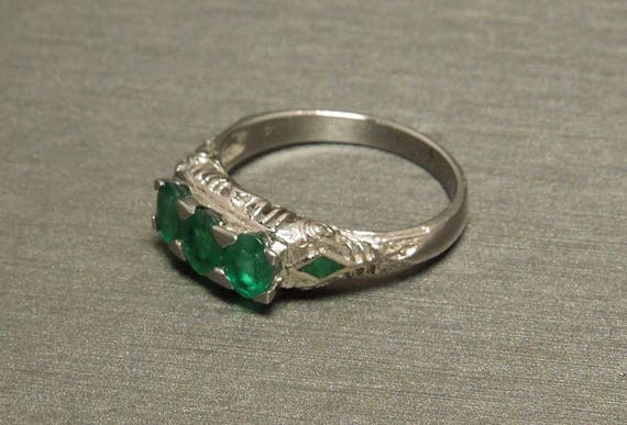 Antique Estate C1910 18K White Gold Filigree 1.96… - image 2