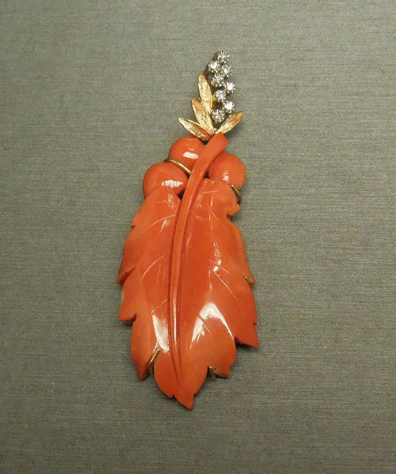 Vintage Estate C1970 14K Gold Natural Carved Coral