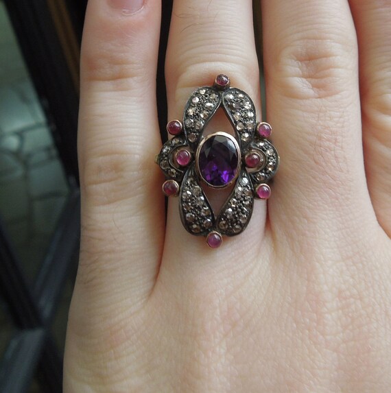 Vintage Art Deco Estate 14K Gold + Silver 3.70TCW… - image 2