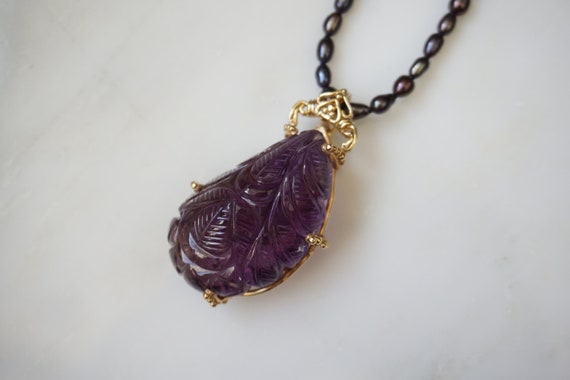 14K Amethyst Carving Attachment / Vintage Estate … - image 1