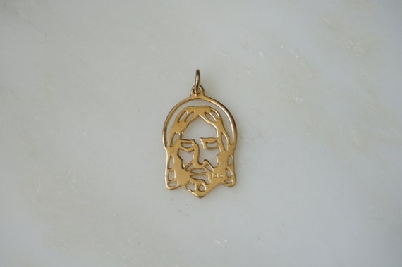 14K Gold Jesus Head Pendant / Unisex Vintage Esta… - image 7