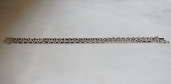 Sterling Silver Diamond Bracelet / Vintage Estate… - image 3