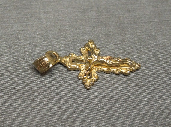 Unisex Vintage Estate 10K Gold Miniature Crucifix… - image 7