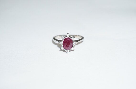 Vintage Ruby Halo Ring / Vintage Estate C1970 14K… - image 7