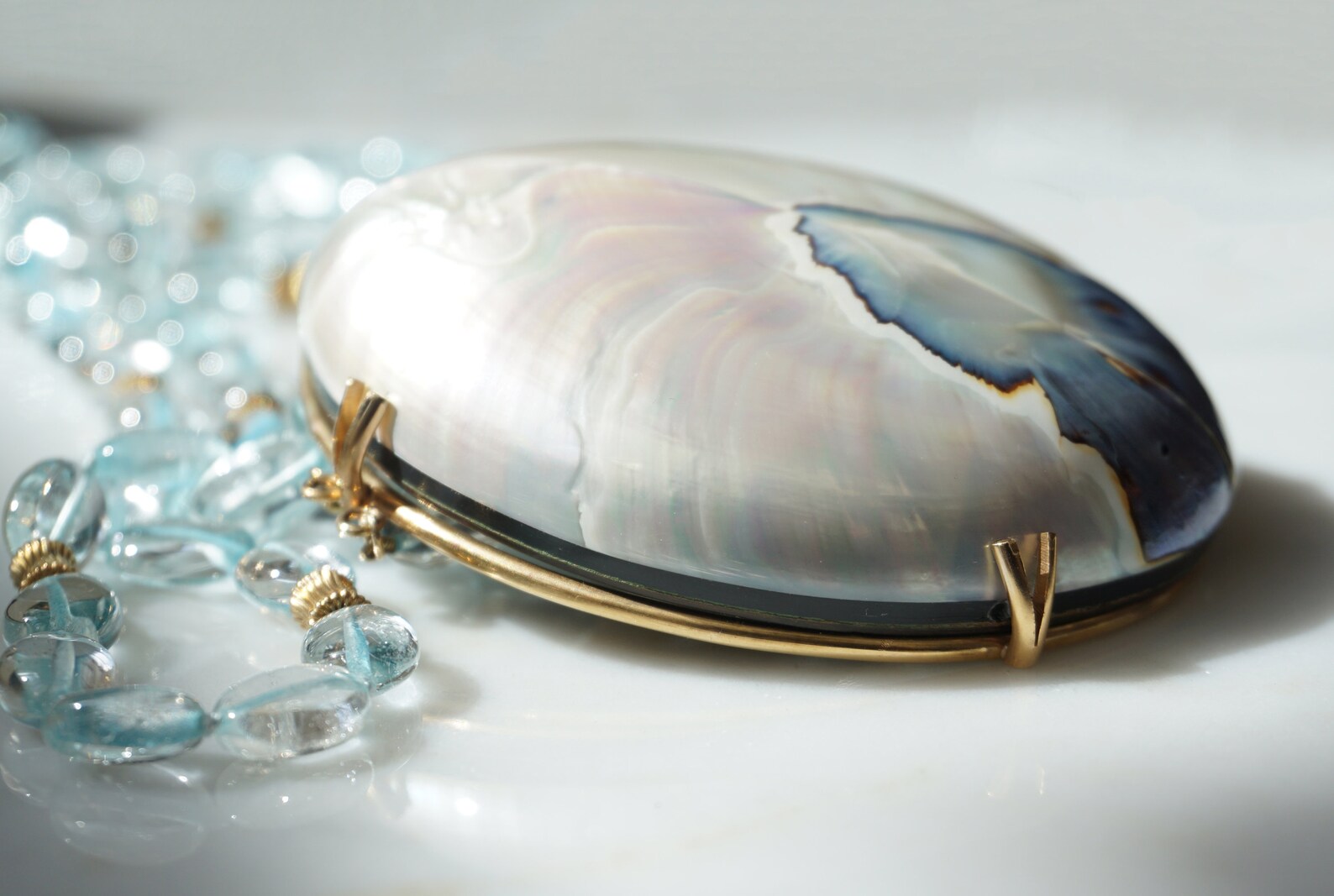 Good Shell Amulet Shell Amulet Necklace / Custom Handmade 14K Gold Mother of Pearl Shell ...