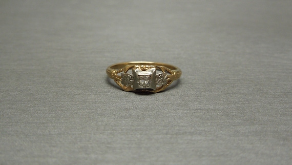 Antique Estate C1930 14K Gold 0.04ct Single cut D… - image 1