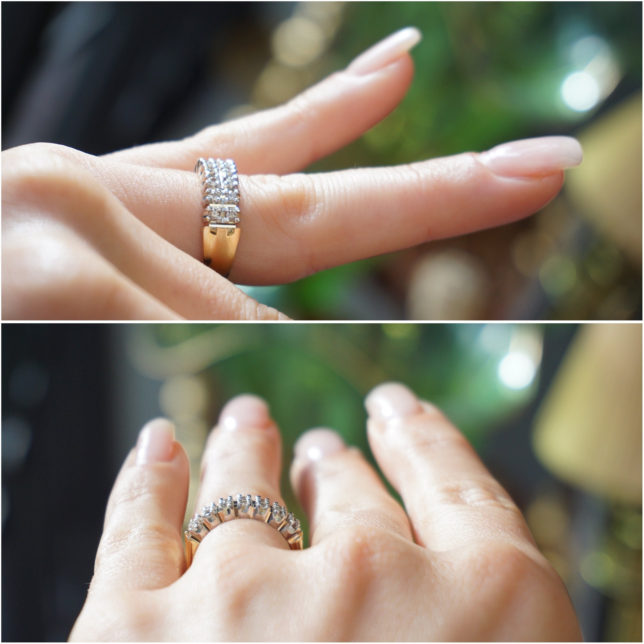 Double Row Diamond Band / Vintage Estate 1980s 14K Gold 0.55