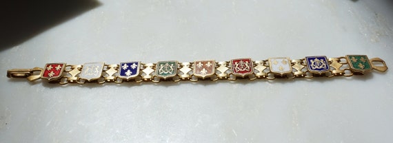Vintage 14K Yellow Gold Black Onyx Link Chinese Bracelet 7
