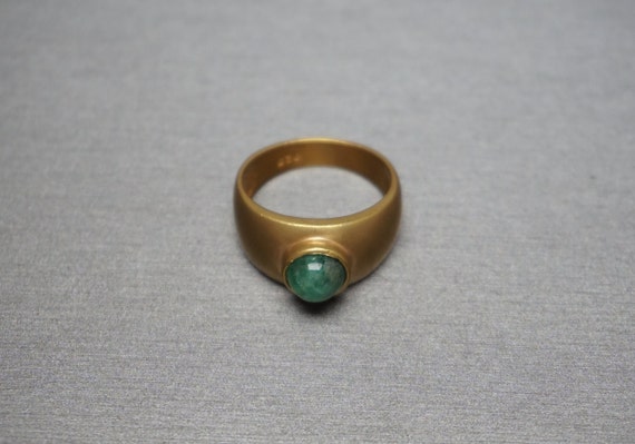 Emerald Dome Ring / Unisex Vintage Estate C1970 G… - image 6