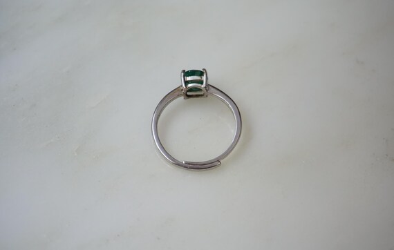 Silver Emerald Solitaire Ring / Estate Sterling S… - image 9