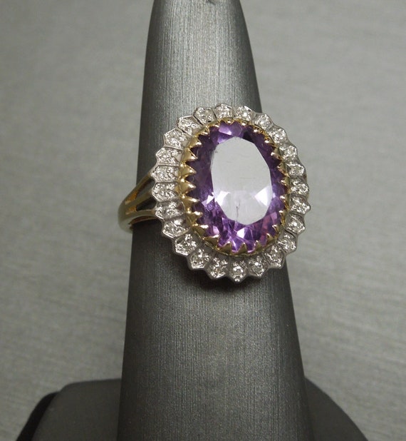 Vintage Estate 14K Gold 10.50TCW Oval Amethyst So… - image 4