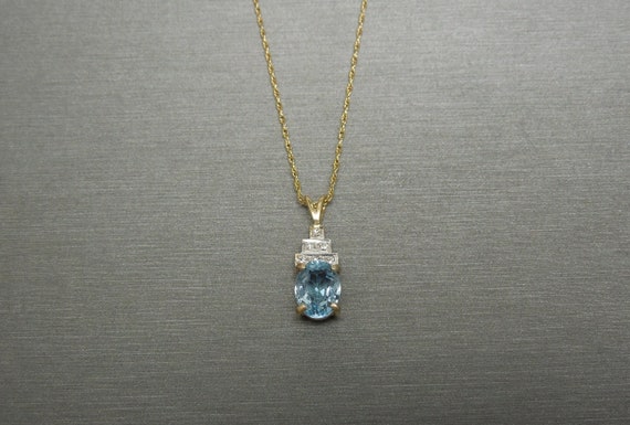 Vintage Estate 10K + 14K Gold 2.58TCW Blue Topaz … - image 1