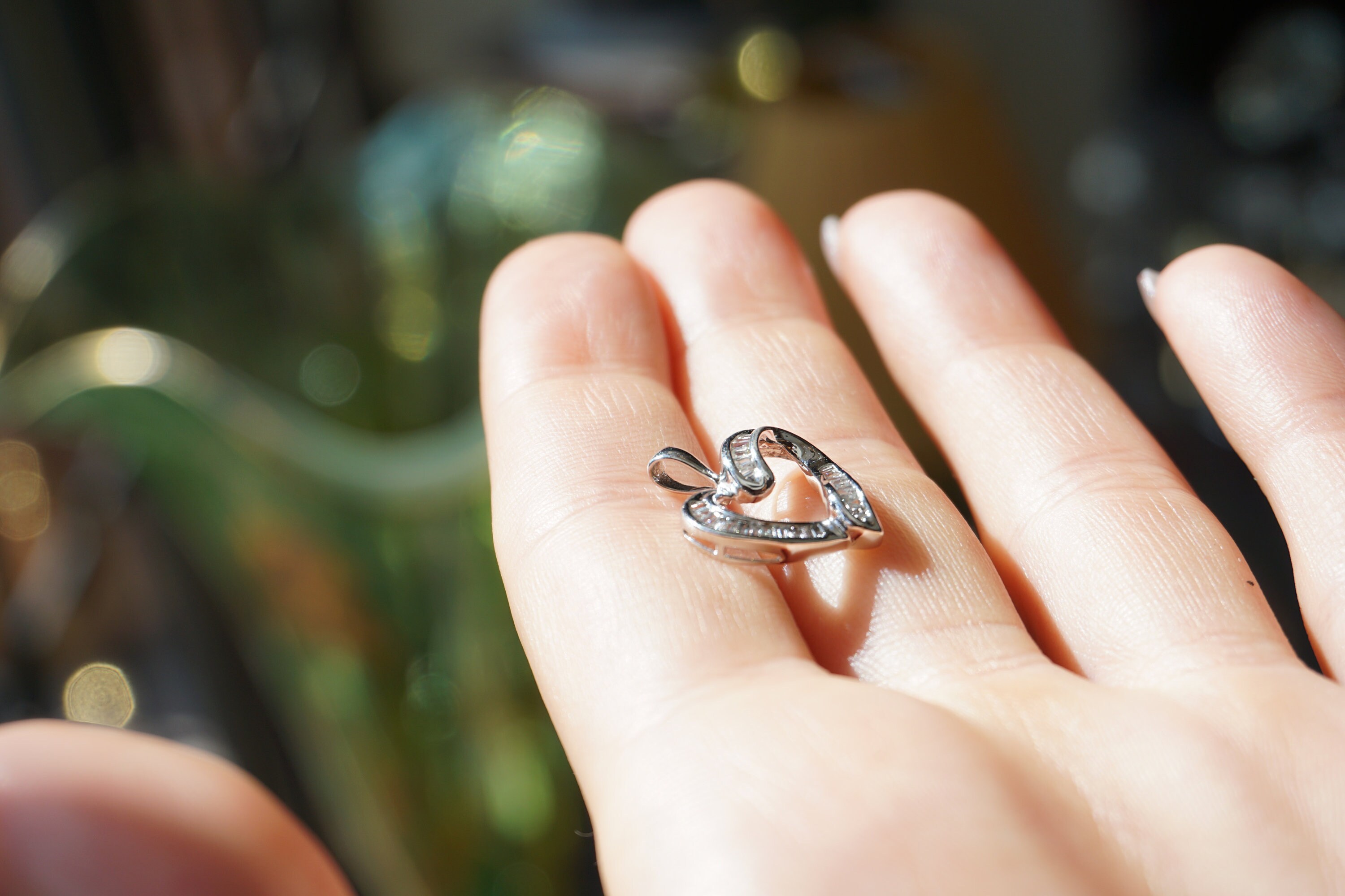 Diamond Baguette Heart / Vintage Estate 10K White Gold 0.50