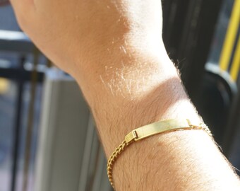 Gold ID Bracelet / Unisex Vintage Mid Century Estate C1960