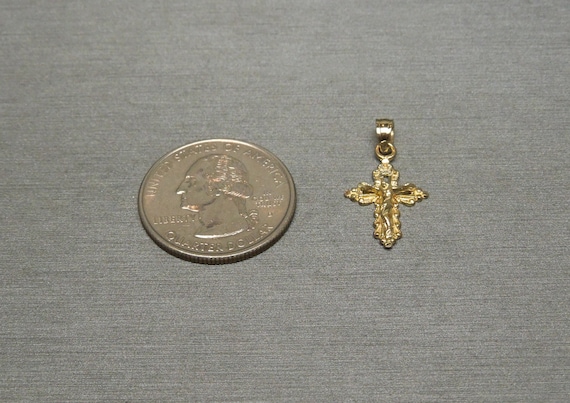 Unisex Vintage Estate 10K Gold Miniature Crucifix… - image 2