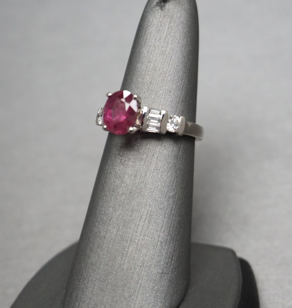 Platinum Ruby Engagement Ring / Estate Platinum 1… - image 2