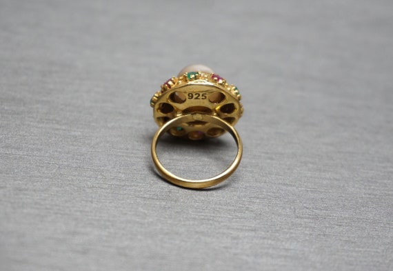 Vintage Moonstone Ring / Vintage Estate Gold Verm… - image 9