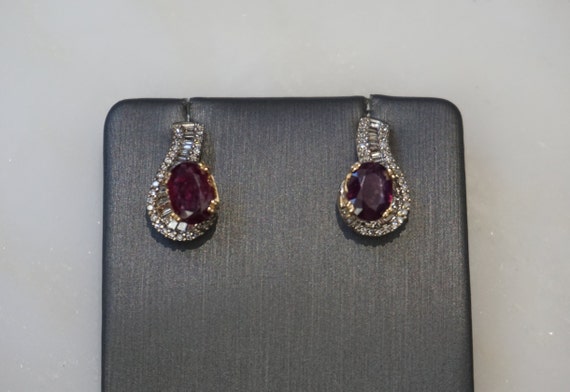 Art Deco Ruby Earrings / Vintage Estate 14K White… - image 8