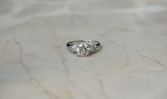 Art Deco Estate C1940 Platinum 1.15 carat Champag… - image 1