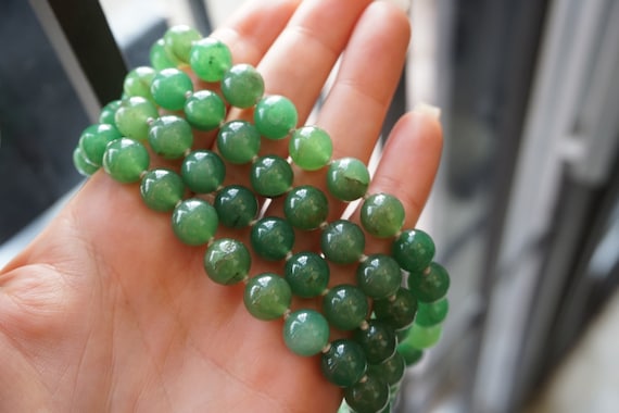 Vintage Jade Beads / Vintage Estate Natural Green… - image 2